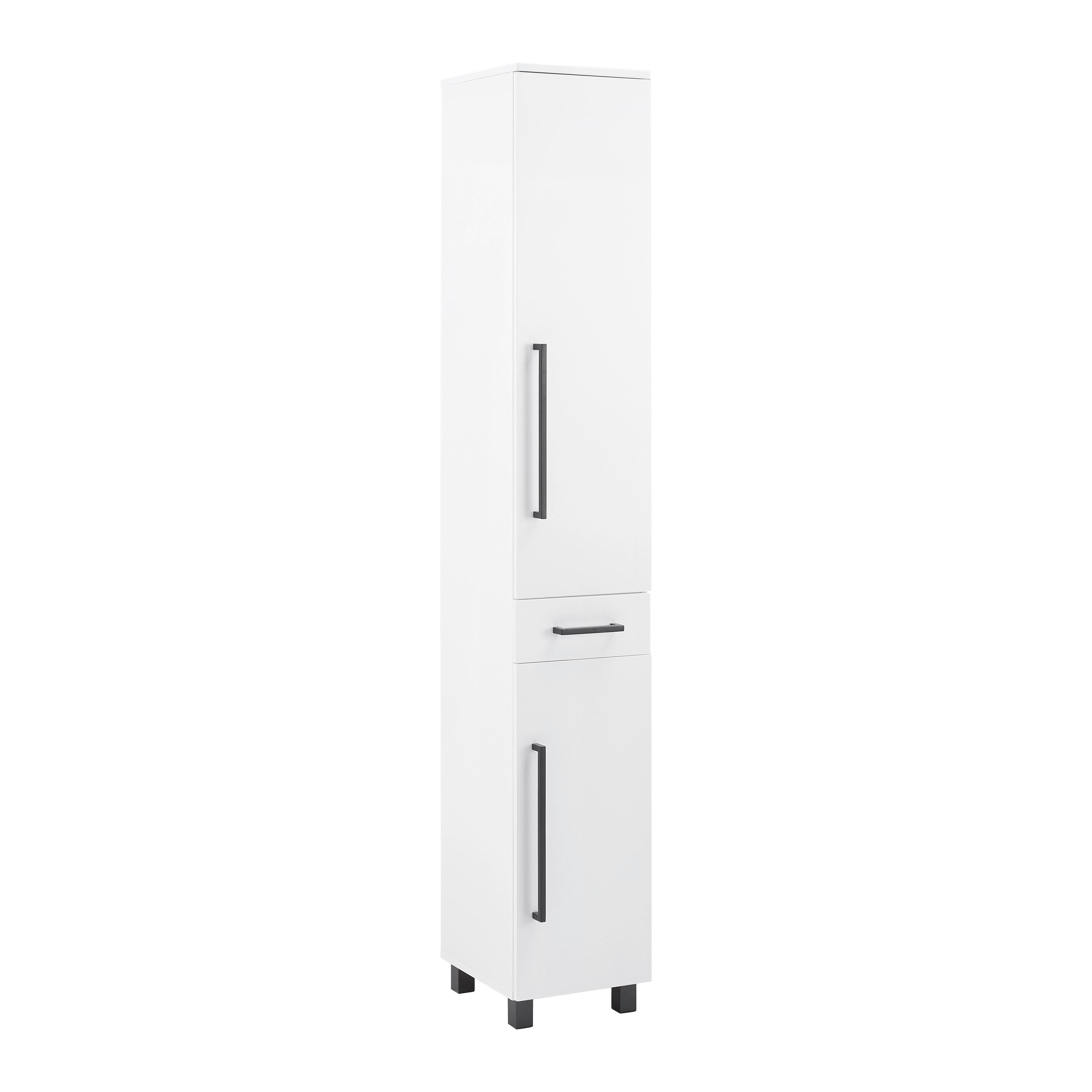 Hochschrank Marianne Weiß ca. 30x185x35 cm - Schwarz/Weiß, MODERN, Holzwerkstoff/Kunststoff (30/185/35cm) - Bessagi Home