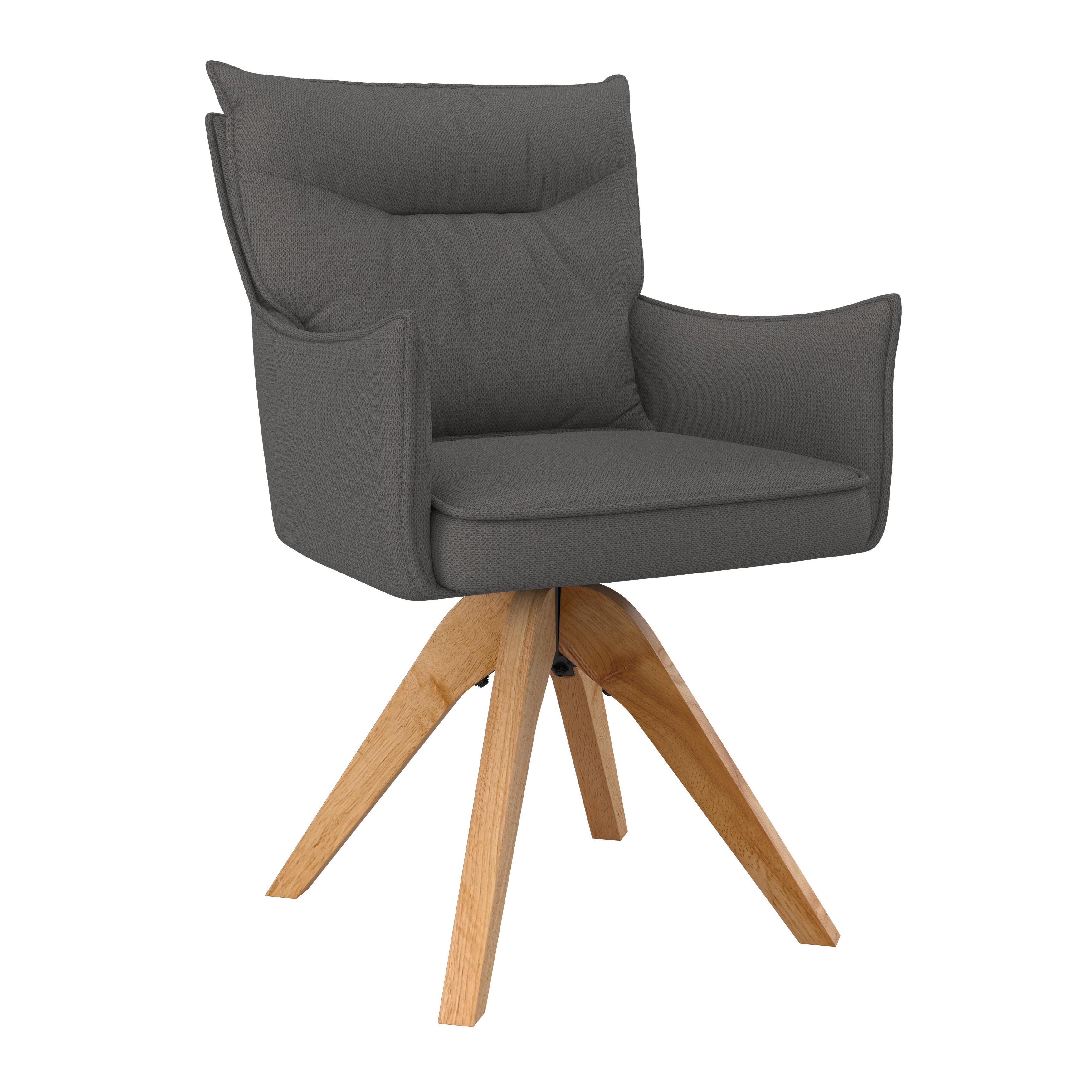 STOL MED ARMSTÖD LORELEI - grå/naturfärgad, Modern, trä/textil (58/87/63cm) - Bessagi Home