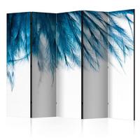 Paravan Sapphire Feathers I, 5-Delni, Dvostranski - modra/bela, Basics, tekstil/les (225/172/3cm) - artgeist