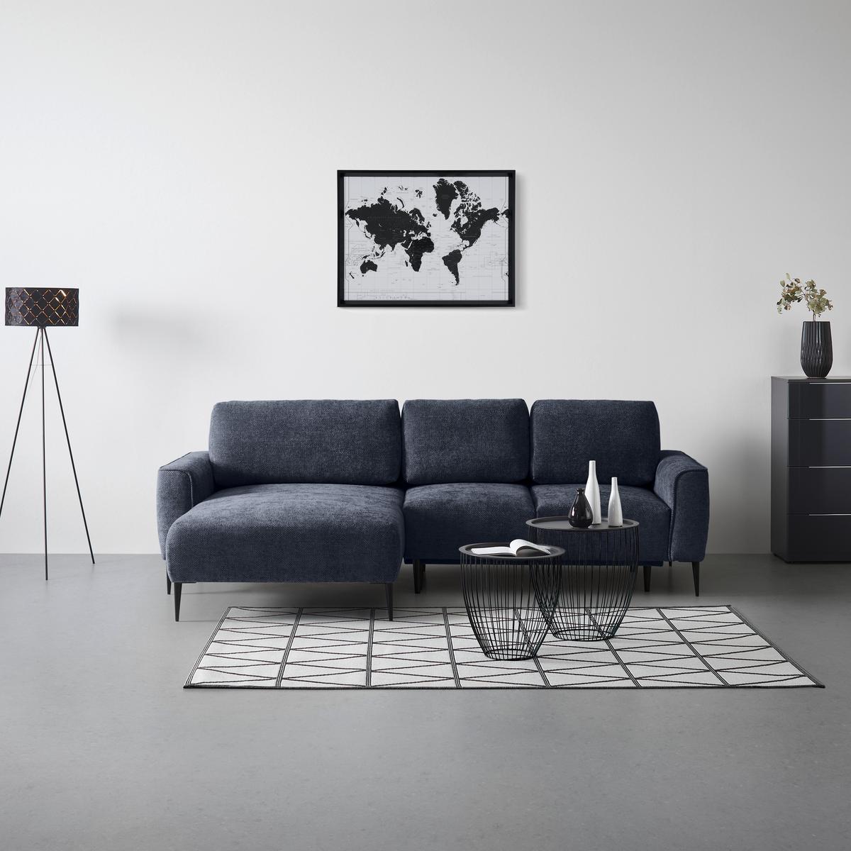 Ecksofa Custom Royalblau - Royalblau/Schwarz, MODERN, Textil/Metall (164/85/255cm) - Mömax