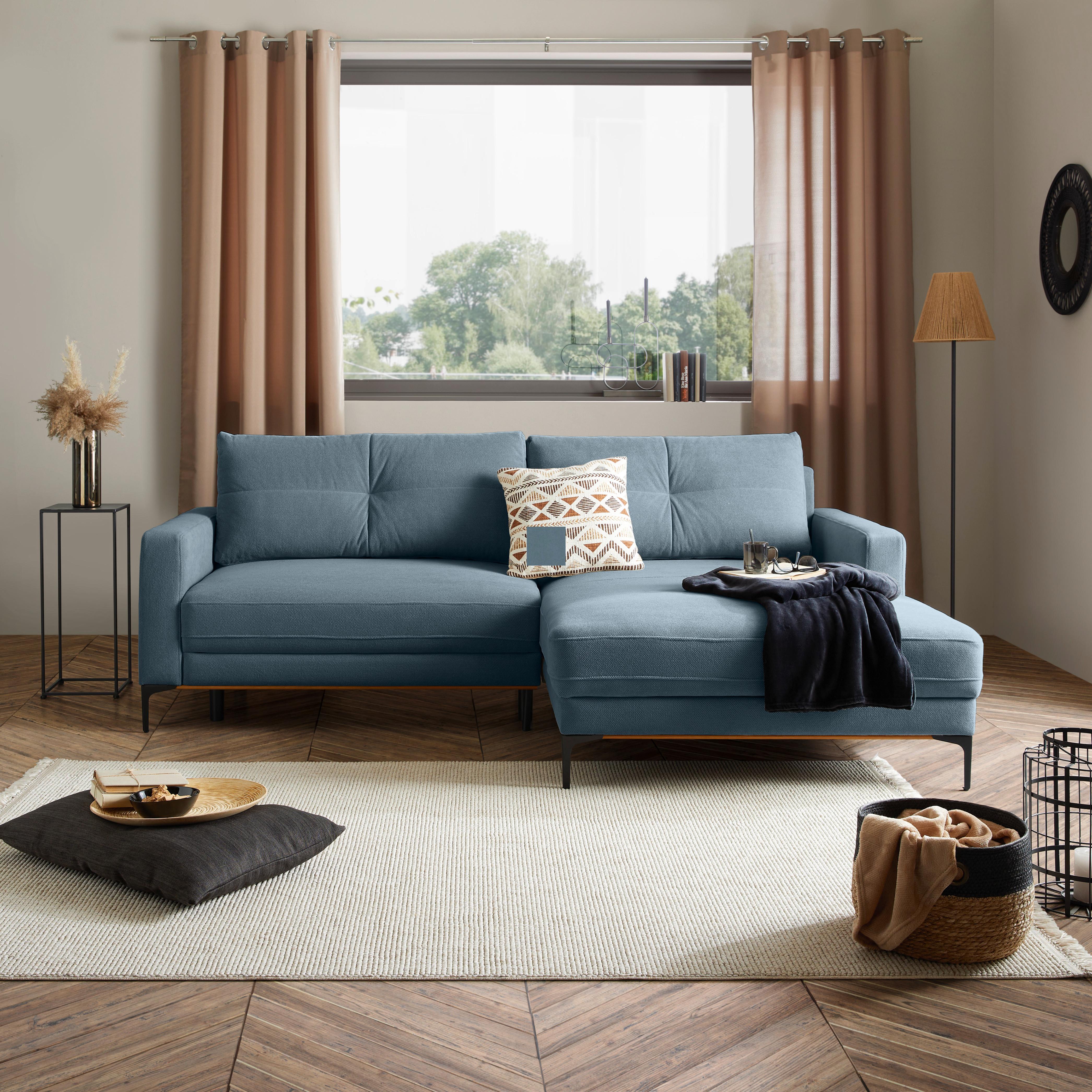 Kutna Garnitura Bergamo - crna/svijetlo plava, Moderno, tekstil/metal (238/162cm) - Mömax