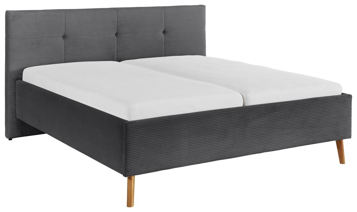 Polsterbett Meila Grau ca. 180x200cm - Eichefarben/Grau, KONVENTIONELL, Holz/Textil (180/200cm) - Premium Living