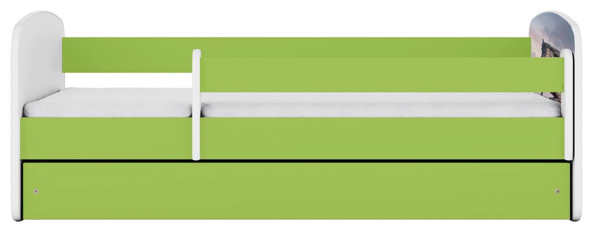 Otroška Postelja Babydreams, Bela, Zelena, 80x160cm - zelena/bela, Moderno, tekstil/leseni material (80/160cm) - MID.YOU