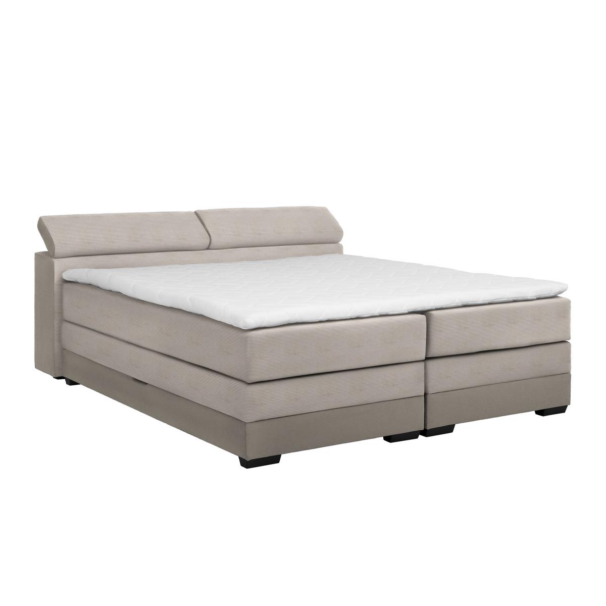 Boxspringbett Sevilla Graubraun ca. 180x200cm - Graubraun/Schwarz, KONVENTIONELL, Holz/Kunststoff (180/200cm) - Premium Living