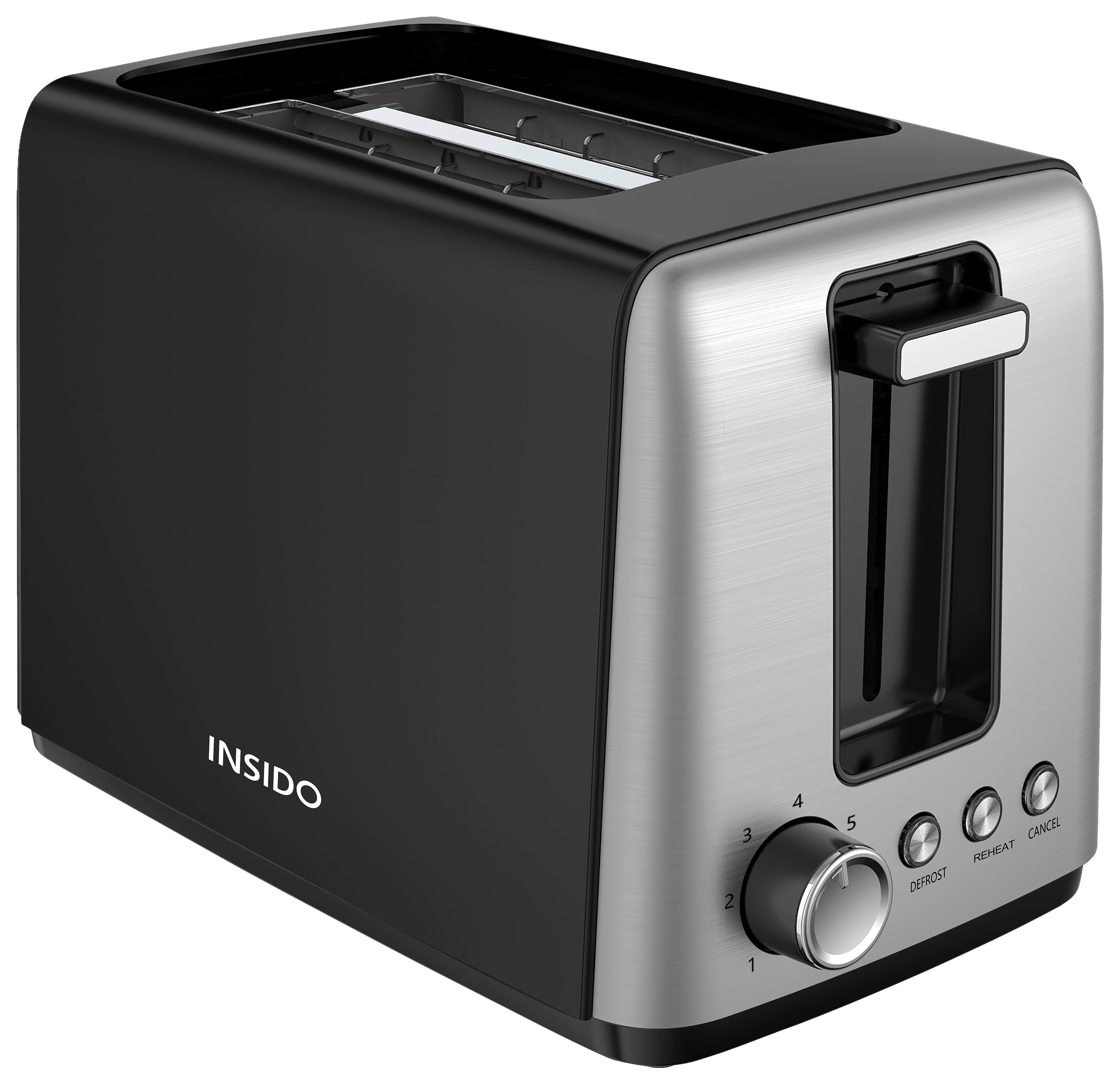 Toaster Joser in Schwarz/Edelstahlfarben - Edelstahlfarben/Schwarz, KONVENTIONELL, Kunststoff/Metall (25,8/15,5/17,7cm) - Insido
