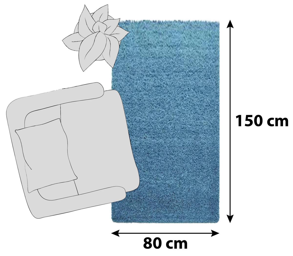 Hochflorteppich Dream Türkis ca. 80x150cm - Türkis, KONVENTIONELL, Textil (80/150cm) - Novel