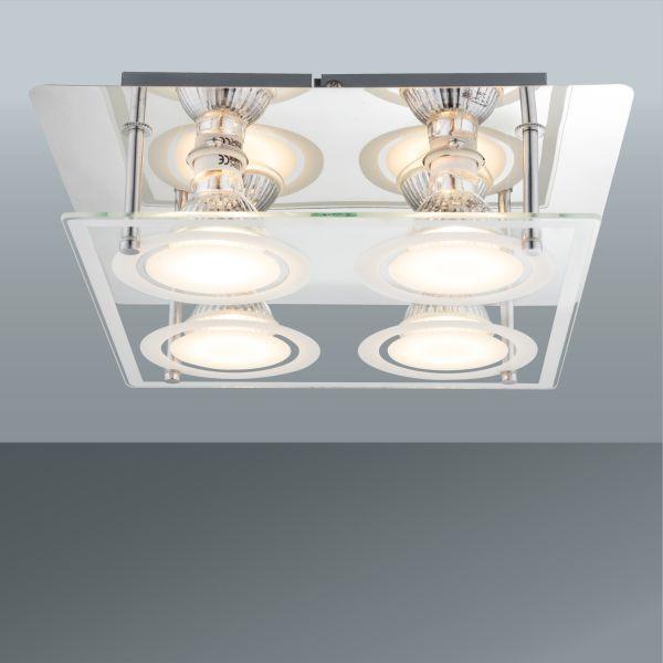 LED-Deckenleuchte Otto, max. 4x3 Watt - Glas/Metall (26/26/8,5cm)