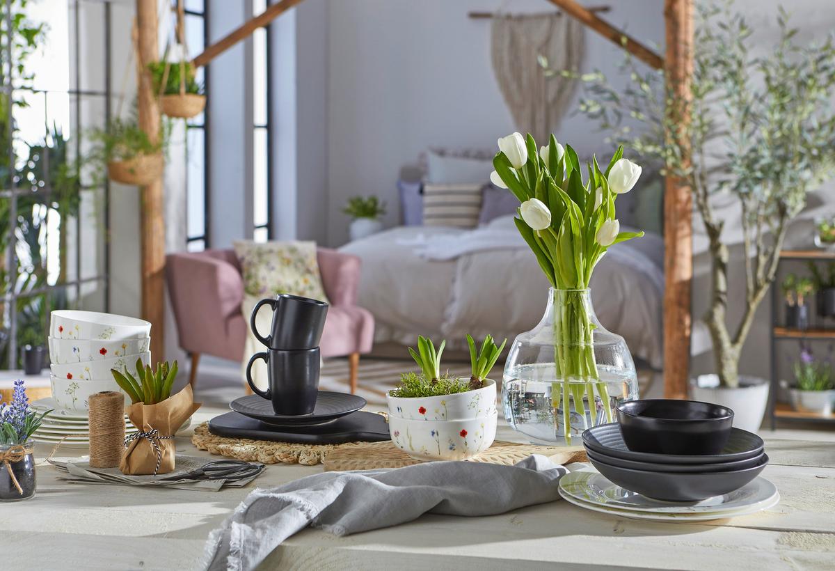 Jedilni Servis Lava Stone Black, 12-Delni - črna, Trend, keramika - Creatable