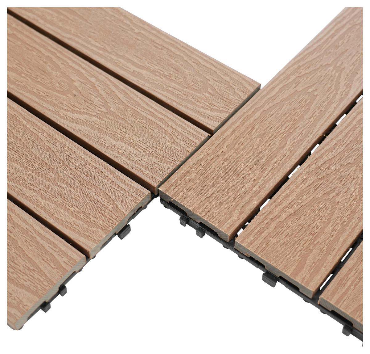 PŁYTKA TARASOWA PREMIUM 11ER SET - kolor drewna tekowego, Konventionell, materiał drewnopochodny (30/30/2,1cm) - Ambia Garden