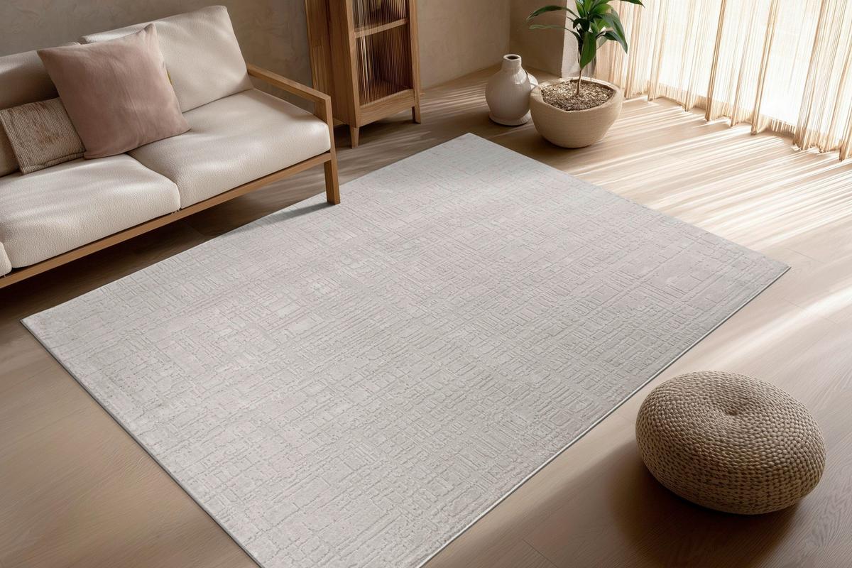 Flachwebeteppich Bandito 125 Silber 80x150 - Silberfarben, Basics, Textil (80/150cm) - Kayoom