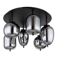 DECKENLEUCHTE 15345-6D - Schwarz, Design, Glas/Metall (63/38cm) - Globo