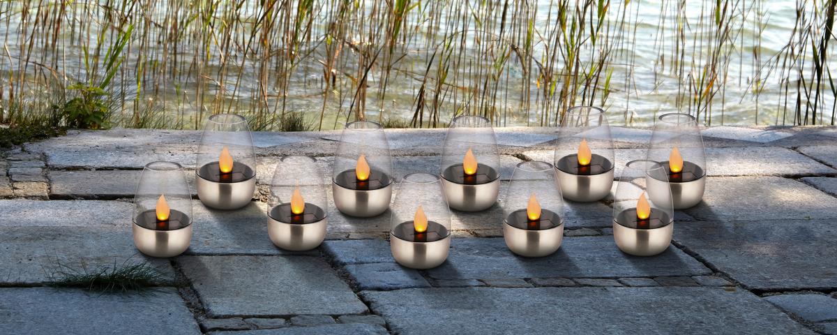 ZESTAW LAMP SOLARNYCH CANDLE - przejrzysty, Design, tworzywo sztuczne/metal (6,1/8,8cm) - Ambia Garden
