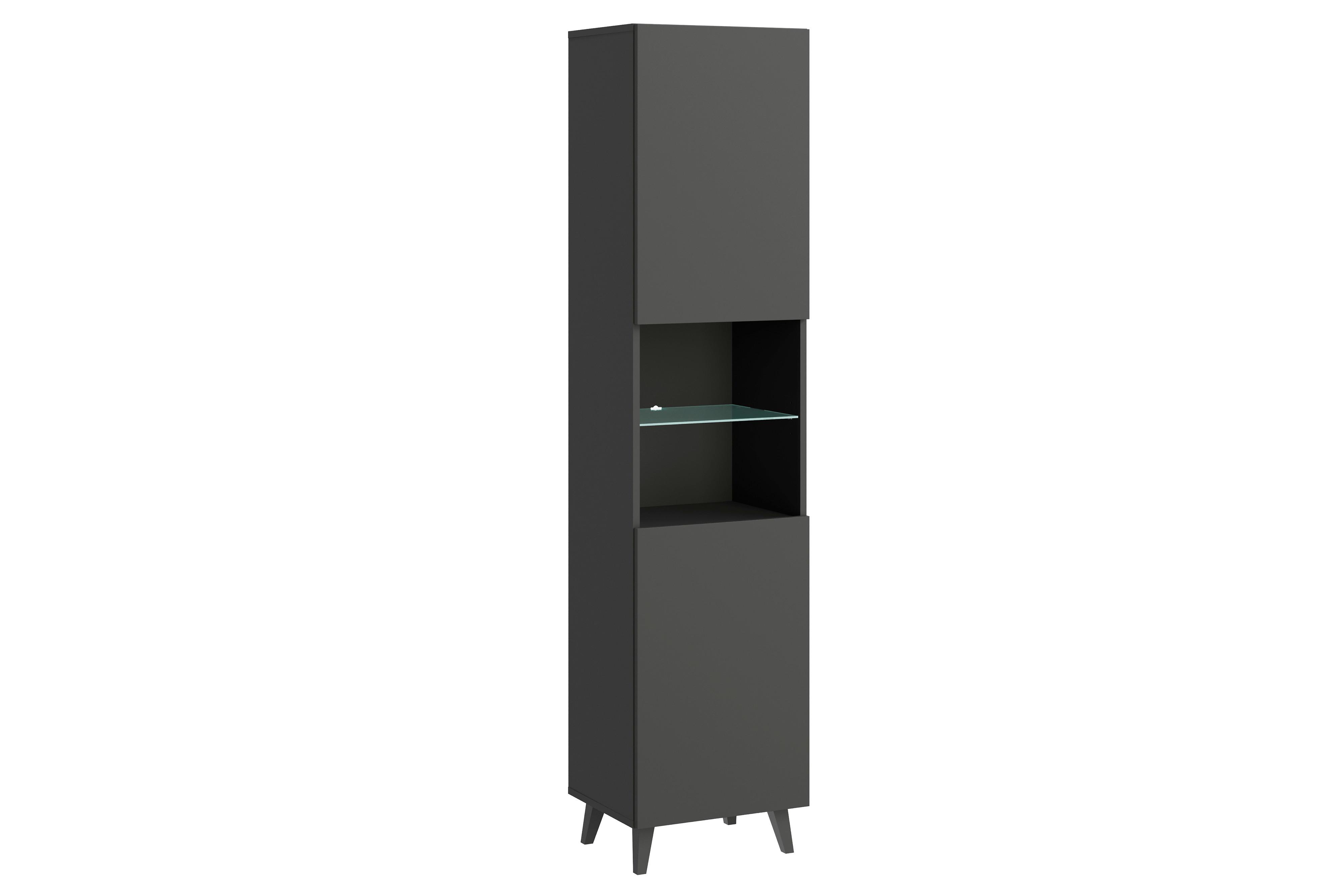 Vitrina Phuket, Črna, Osvetlitev - črna, Design, umetna masa/steklo (40/170/31,5cm) - P & B
