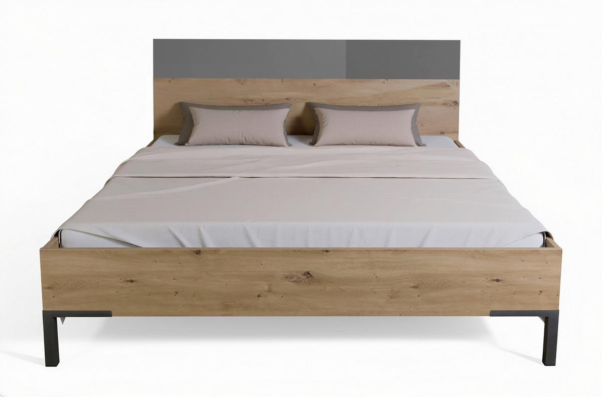 Krevet Sposami - siva visoki sjaj/antracit, Moderno, pločasti materijal (180/200cm) - Premium Living