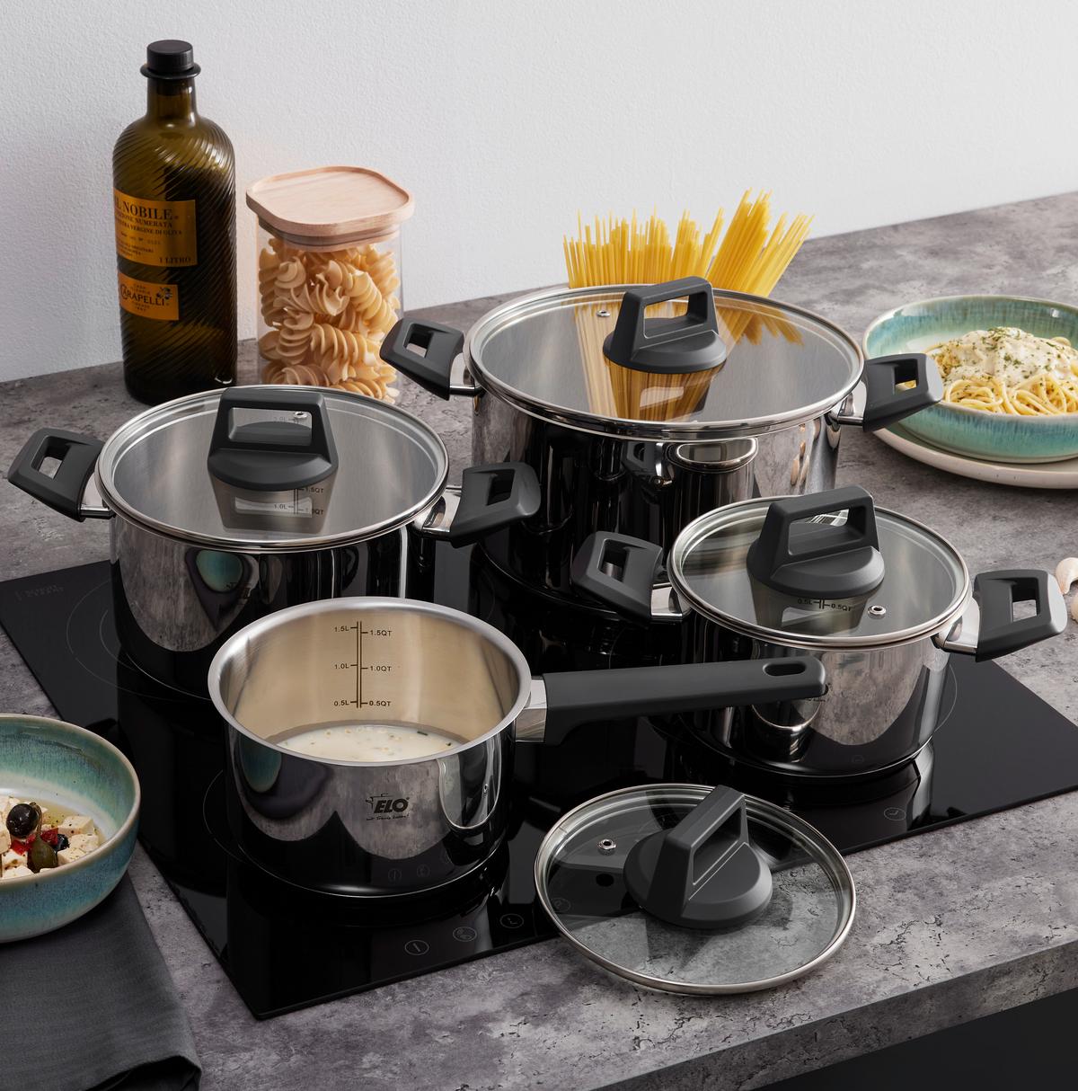 ZESTAW GARNKÓW ELENI - kolor stalowy/przejrzysty, Modern, metal/szkło - ELO