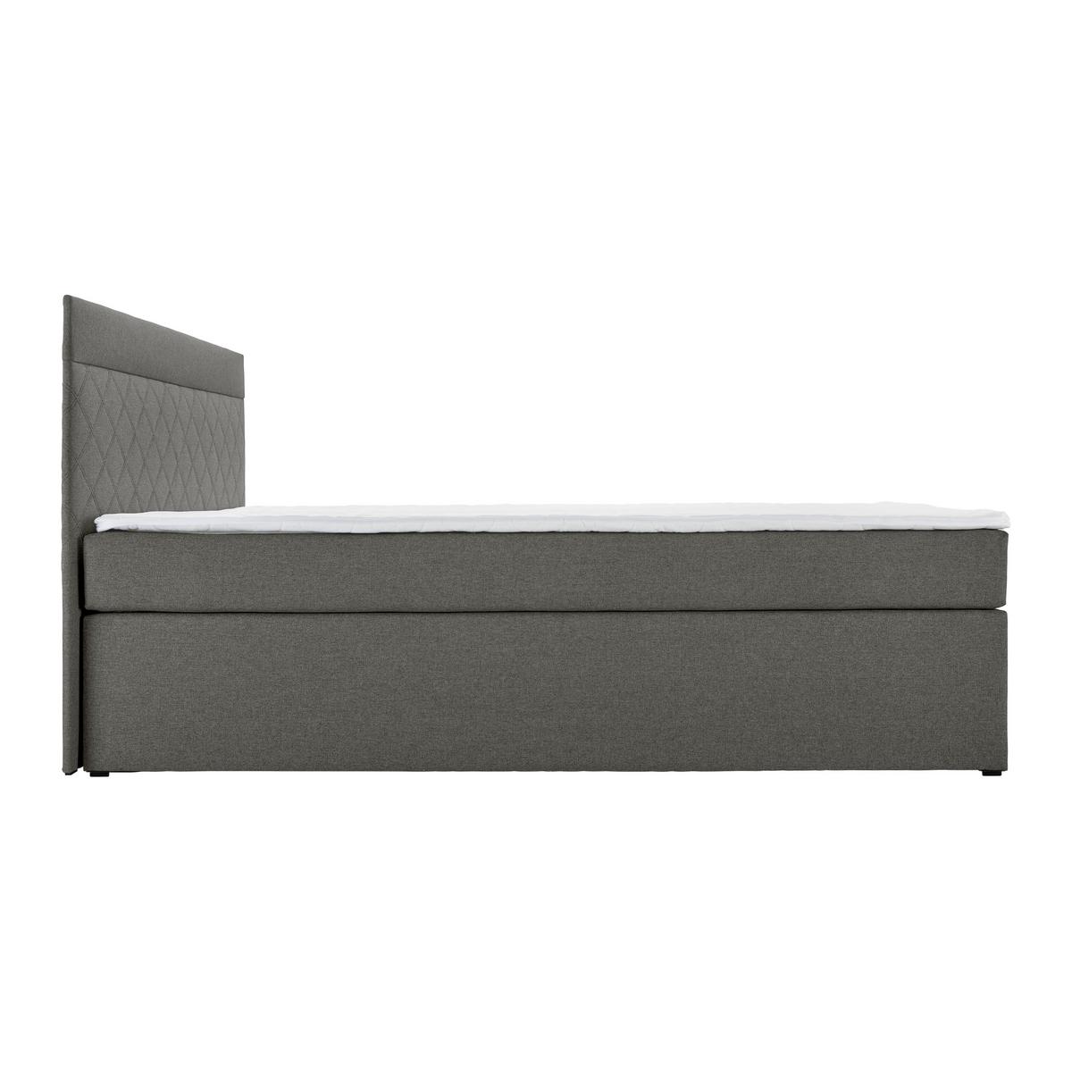 Boxspringbett in Grau ca. 140x 200cm inkl. Topper "Rosa" - Schwarz/Grau, Modern, Holz/Holzwerkstoff (140/200cm) - Bessagi Home