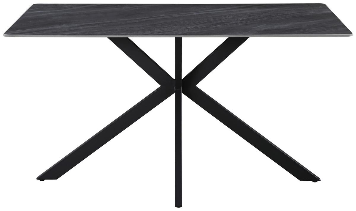 Jedilna Miza Leon, Keramika, Svetlo Siva, 160x90 - siva/črna, Trend, kamen/kovina (160/90/75cm)