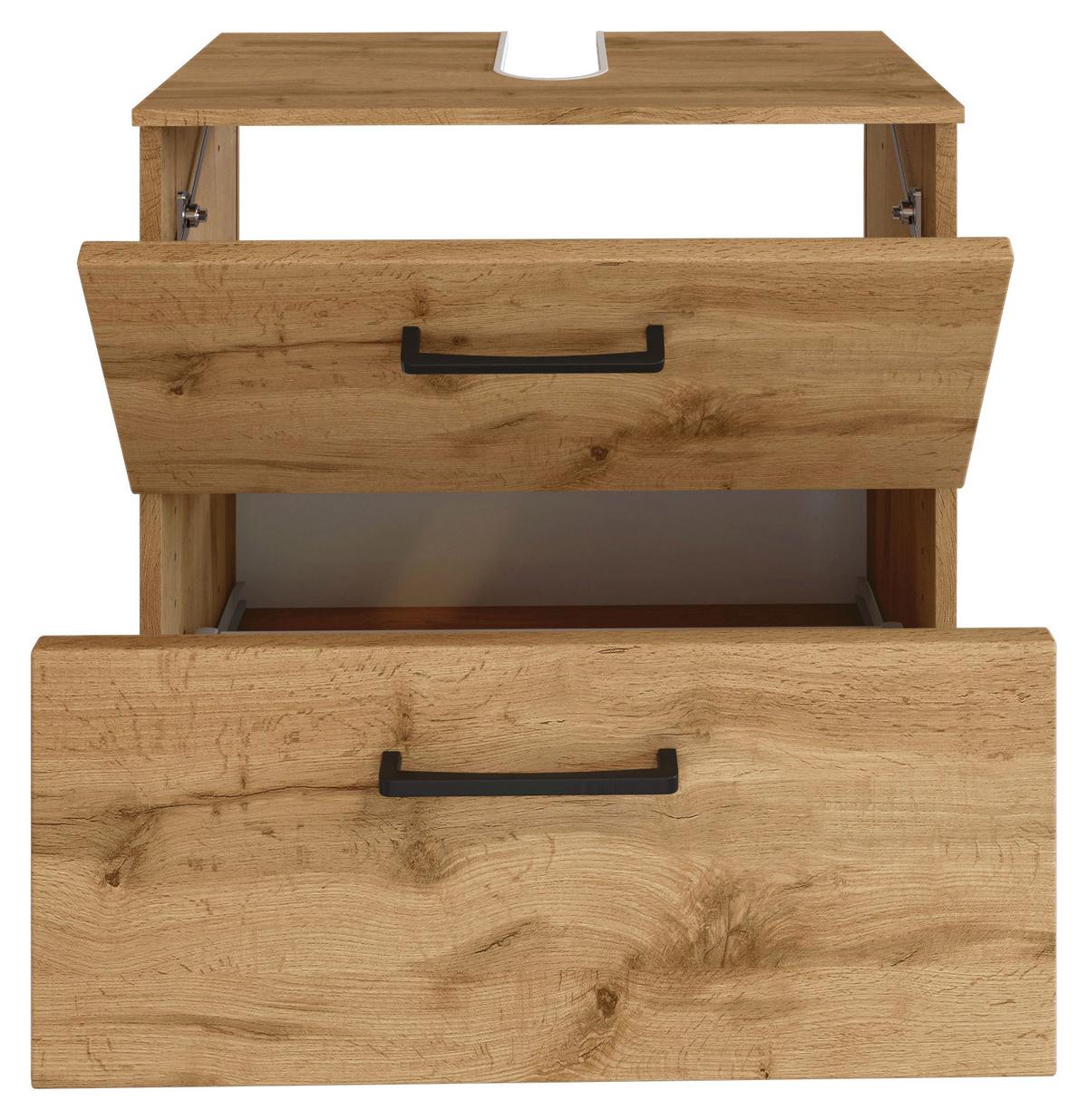 Waschbeckenunterschrank Manchester ca. 60x59 cm Eiche - Eichefarben/Schwarz, MODERN, Holzwerkstoff/Metall (60/59/35cm) - Held