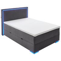 ŁÓŻKO BOXSPRING COLORADO II - antracytowy/kolor chromowy, Design, tworzywo sztuczne/tkanina (140/200cm) - Boxxx