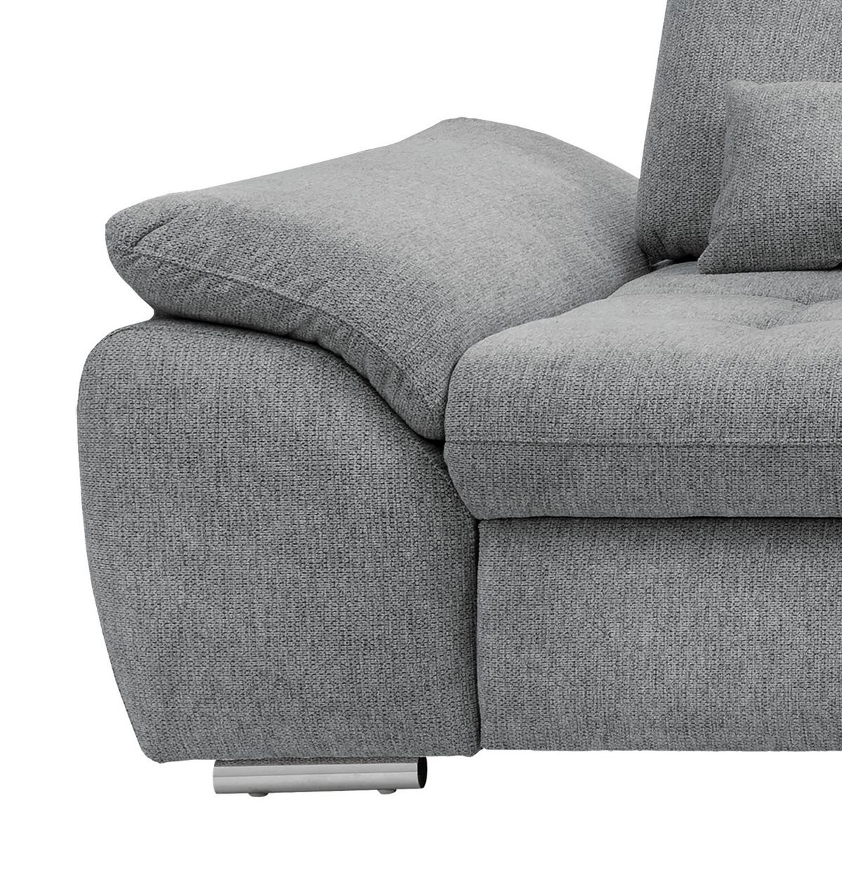 Ecksofa Rigatti mit Bettkasten ca. 314x184 cm Silberfarben - Chromfarben/Anthrazit, MODERN, Textil/Metall (314/184cm) - Livetastic