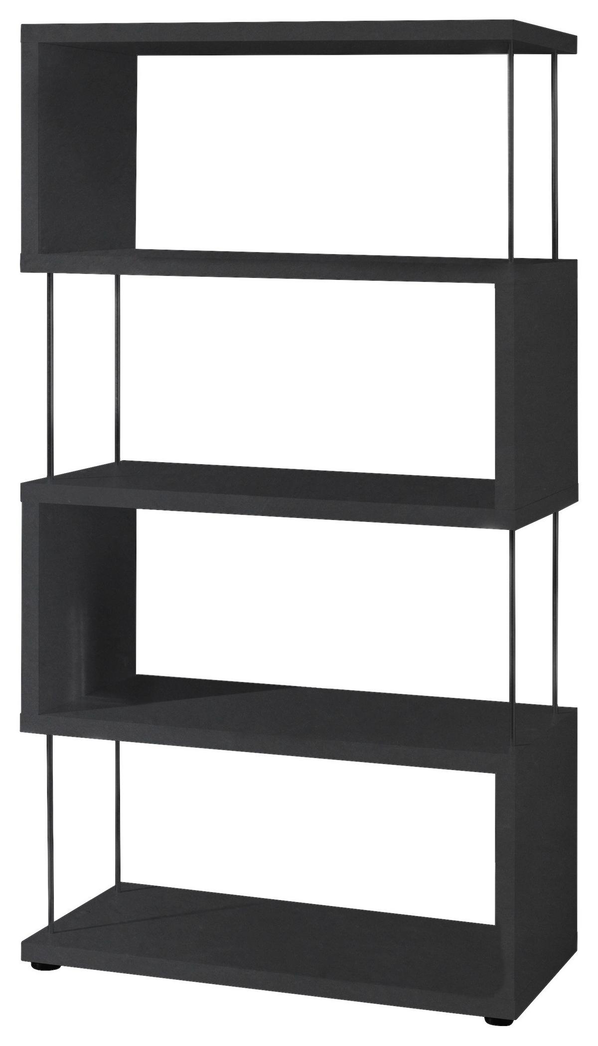 Standregal Sticks Schwarzstahl - Schwarz, MODERN, Holzwerkstoff/Kunststoff (66/126/33cm) - Mömax