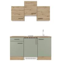 Majhna Kuhinja Cara, Zelena, Hrast - črna/zelena, Basics, kovina/leseni material (150,5cm) - FlexWell