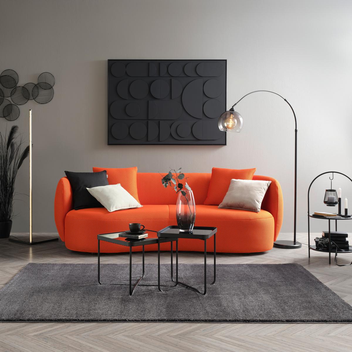 Bigsofa Leonas Mesh Orange, inkl. 2 Kissen - Schwarz/Orange, MODERN, Kunststoff/Textil (235/72/110cm) - Mömax