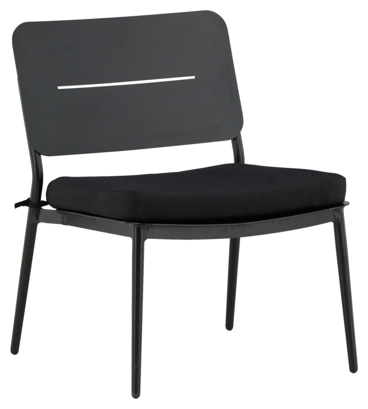 Loungesessel-2er Set Lina ca. 55x73x59 cm Schwarz - Schwarz, KONVENTIONELL, Textil/Metall (55/73/59cm) - Gardenson