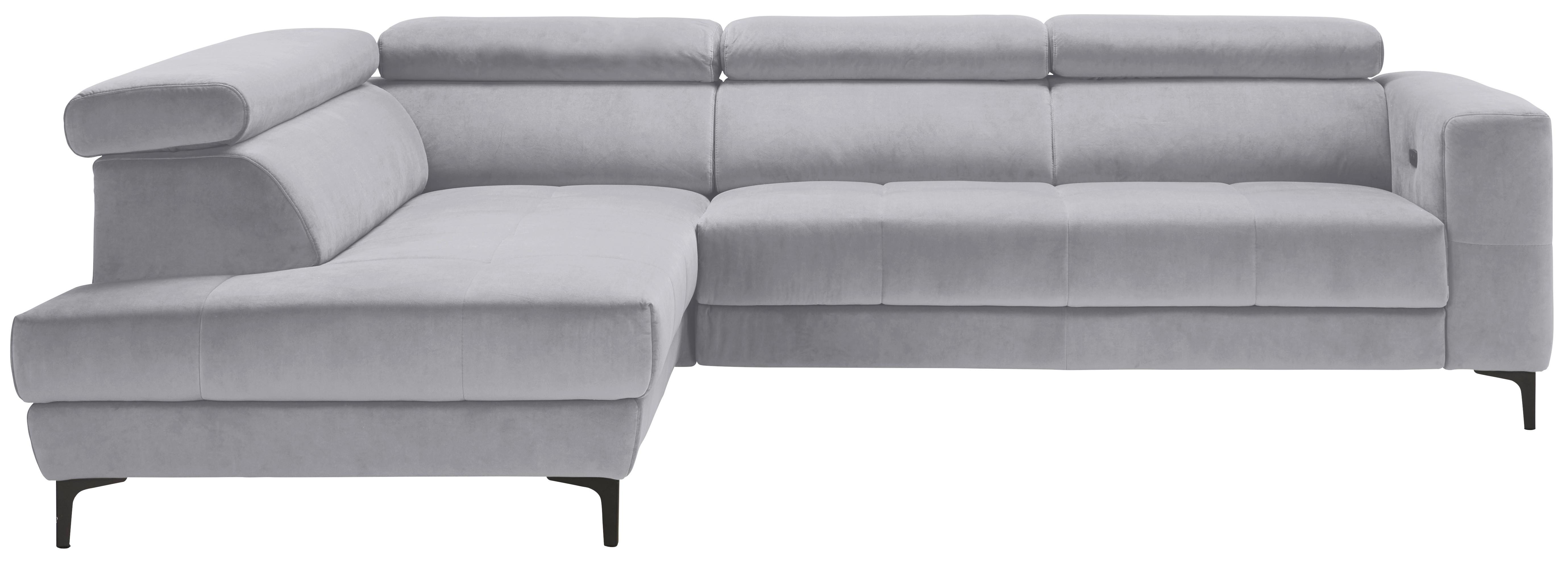 Ecksofa Emma links Grauweiß - Grauweiß/Schwarz, MODERN, Textil (210/301cm) - Premium Living