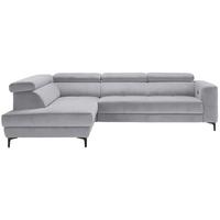 Ecksofa Emma links Grauweiß - Grauweiß/Schwarz, MODERN, Textil (210/301cm) - Premium Living