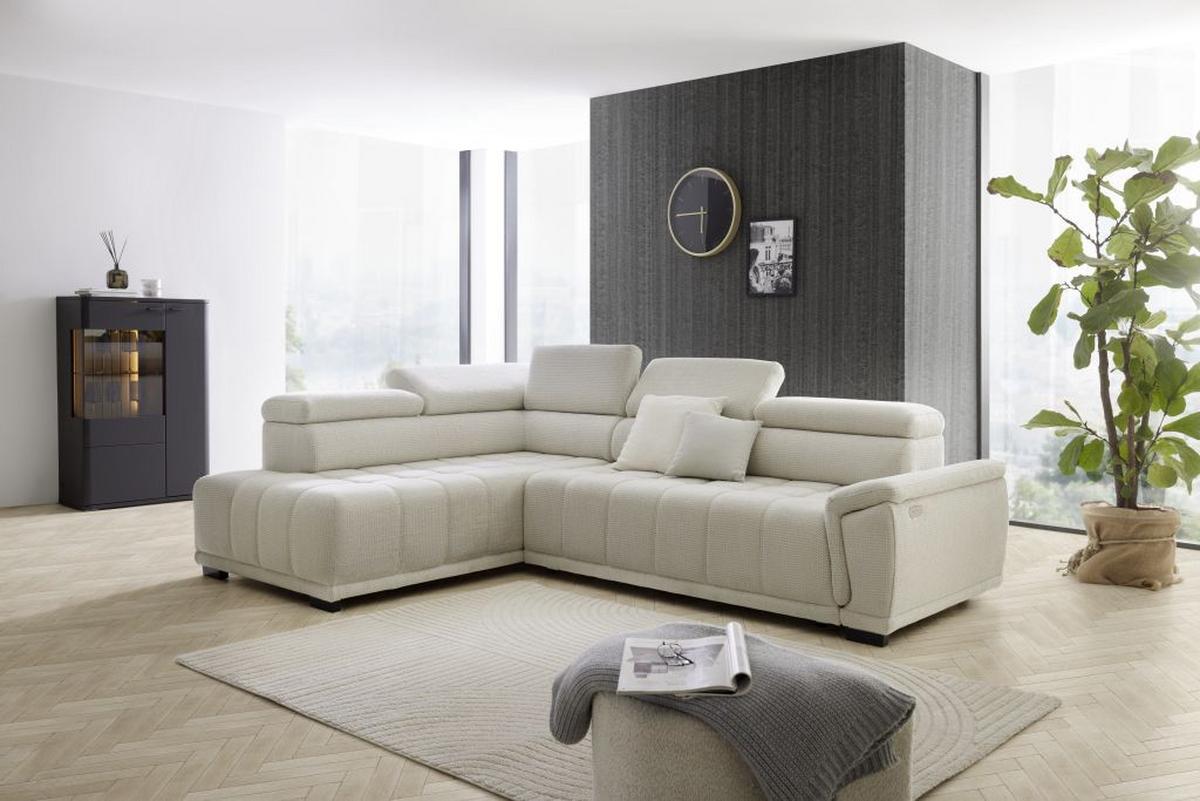 Kutna Garnitura Gremio - sivo-bijela/crna, Moderno, tekstil/plastika (206/283cm) - Modern Living