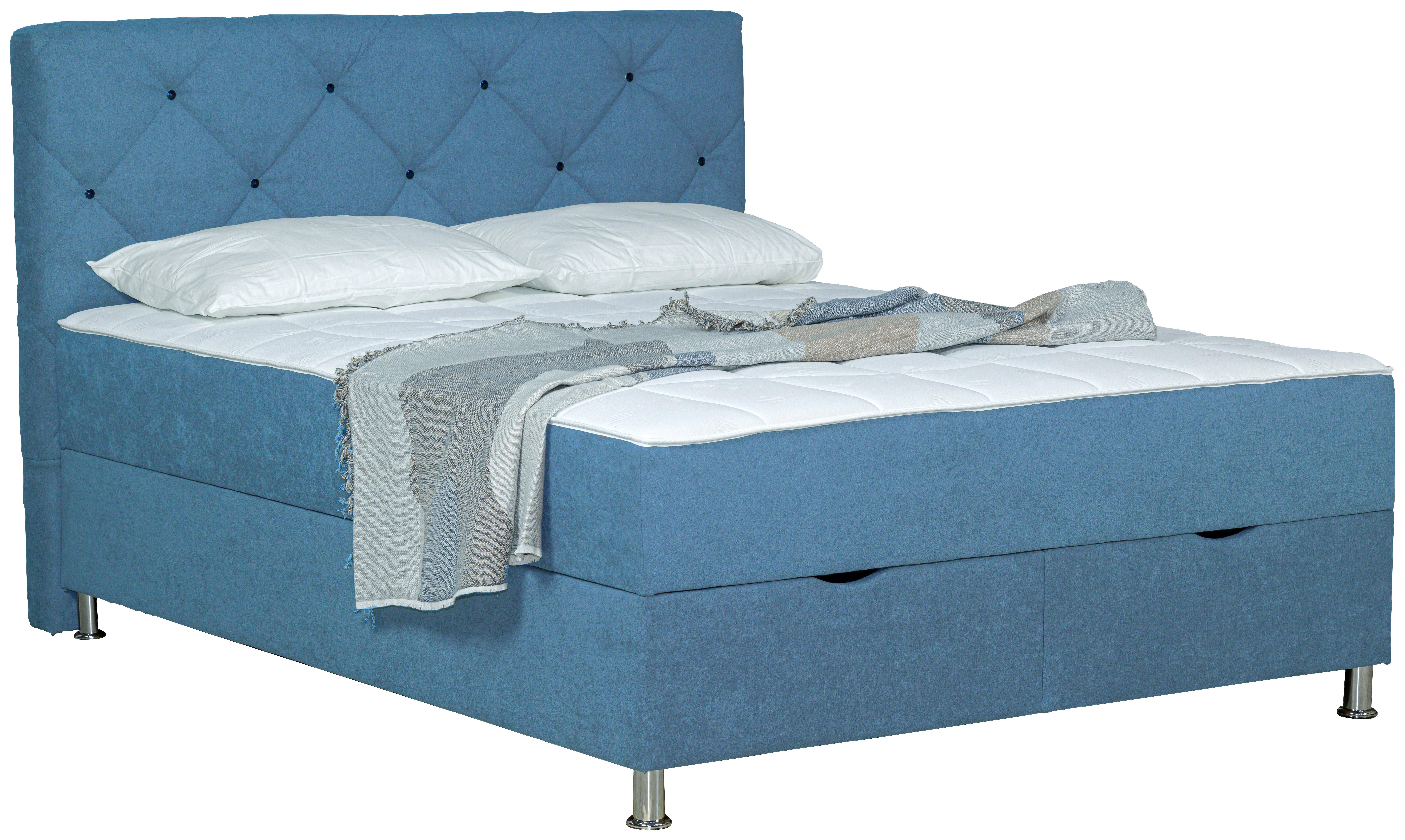 Box Krevet Black Diamond - boje kroma/plava, Design, tekstil/plastika (180/200cm) - Modern Living