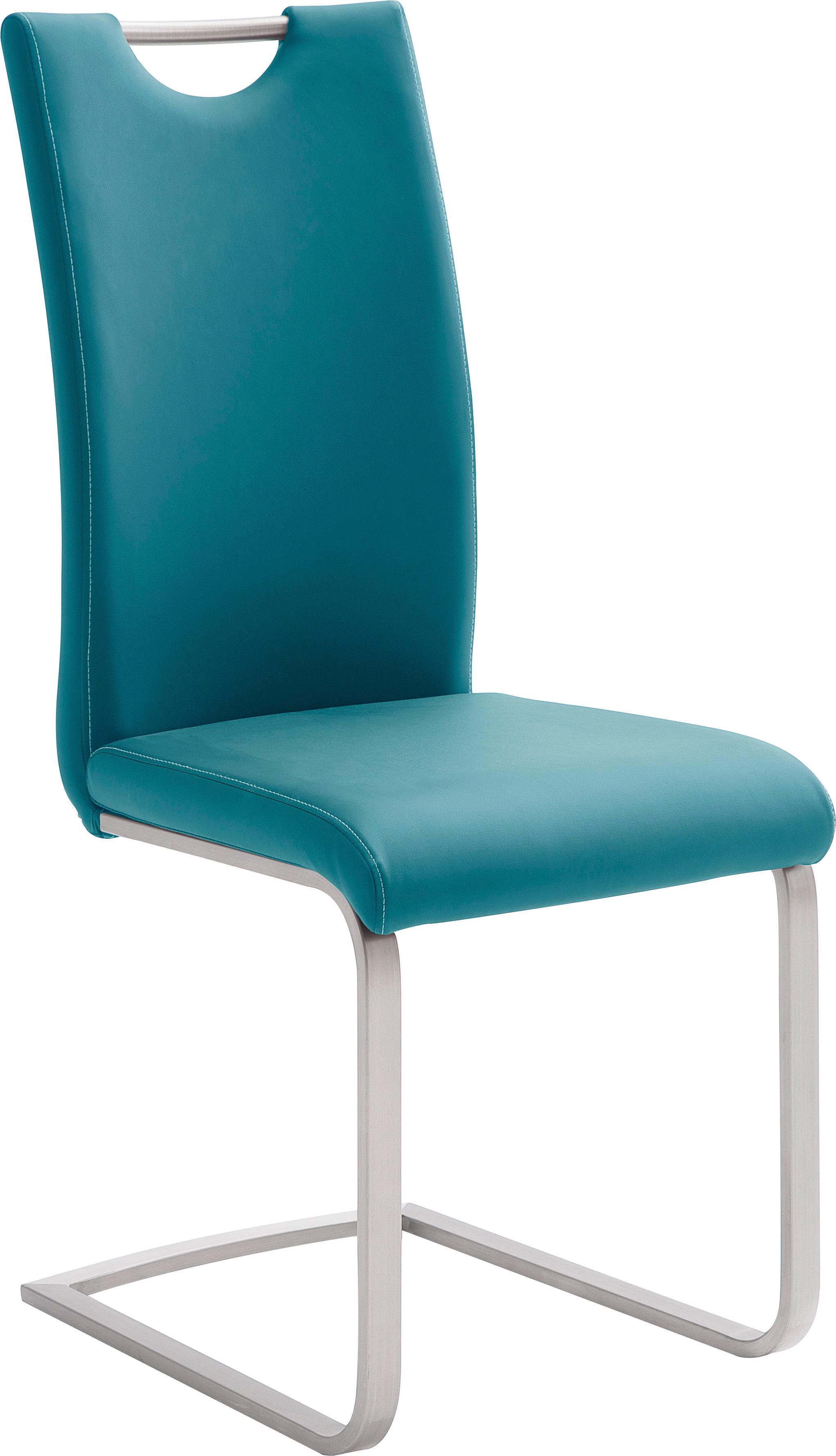 KRZESŁO NA PŁOZIE PAULO - petrol/kolor stalowy, Design, metal/tkanina (42/103/55cm) - Novel