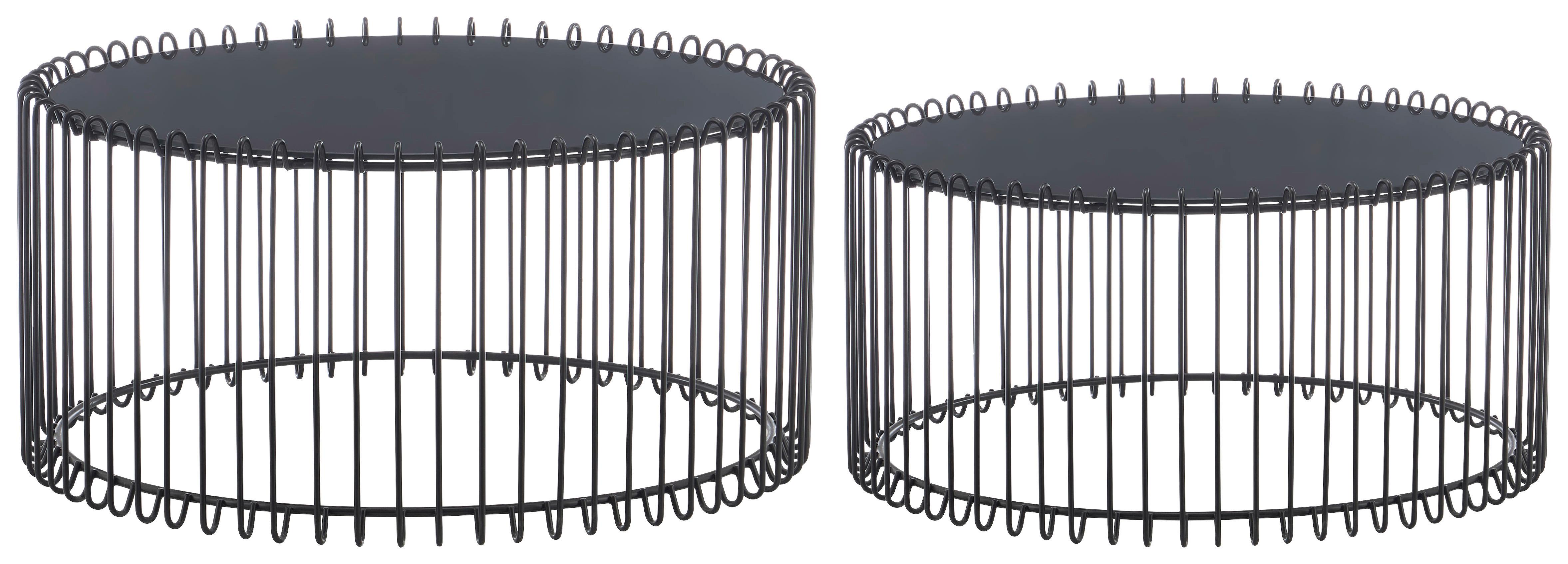 Măsuță de cafea ANTHEA - negru, Modern, sticlă/metal (70/60/34/31/70/60cm) - Modern Living