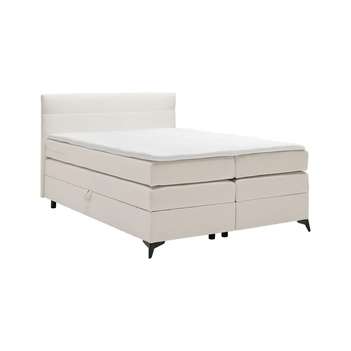 Boxspringbett Bari in Creme ca. 140x200cm - Creme/Schwarz, KONVENTIONELL, Textil/Metall (140/200cm) - Mömax
