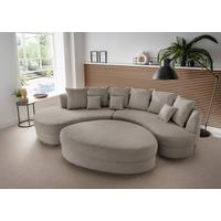 Wohnlandschaft Limoncello m. Hocker ca. 160x300cm Graubraun - Graubraun/Schwarz, Design, Kunststoff/Textil (160/300cm) - Livetastic