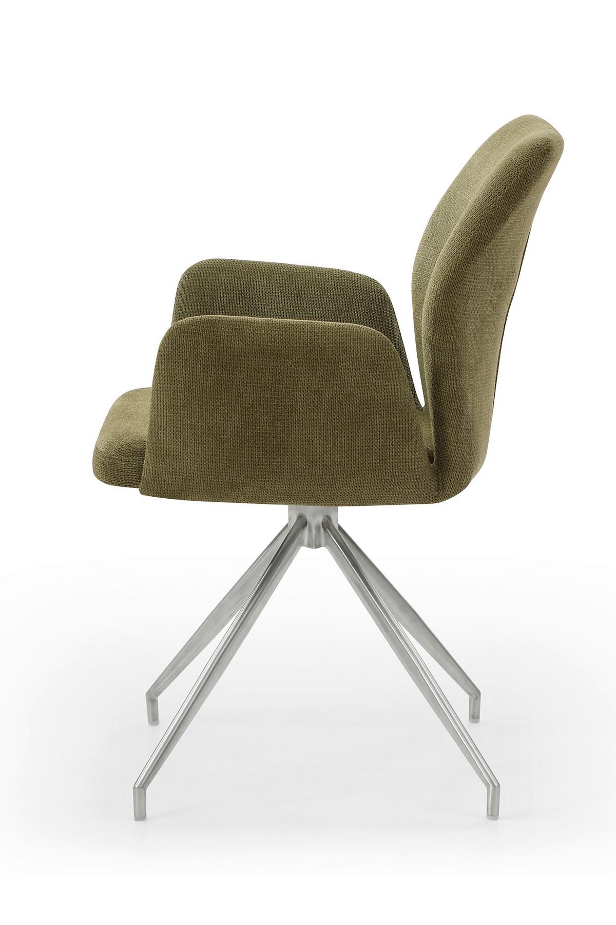 Naslanjač Sofija, Zelena, Vrtljiv - srebrne barve/zelena, Moderno, kovina/tekstil (60/89/62cm) - Livetastic