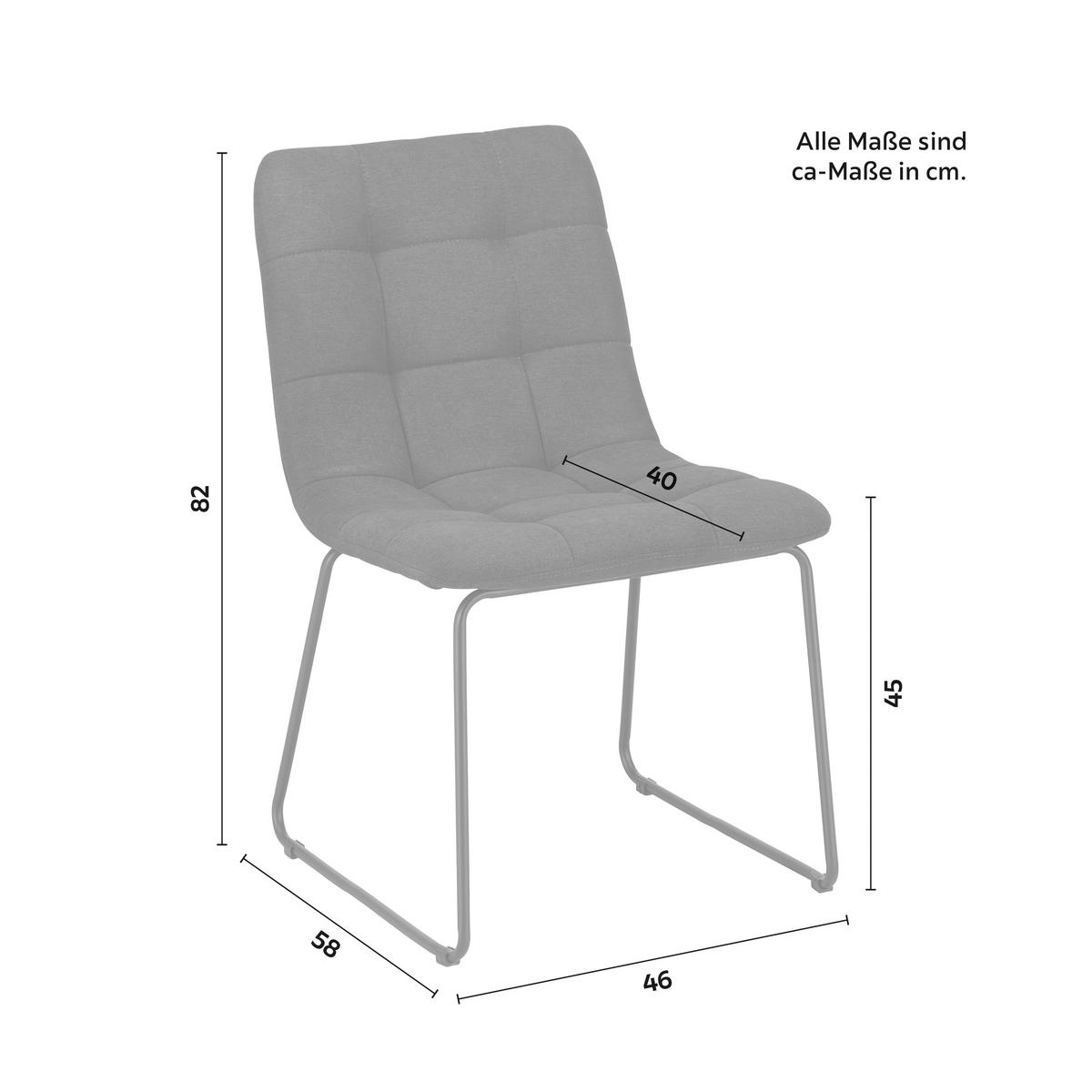 Stuhl Mia Dunkelgrau Webstoff Gepolstert - Dunkelgrau/Schwarz, MODERN, Holz/Textil (46/82/58cm) - Bessagi Home