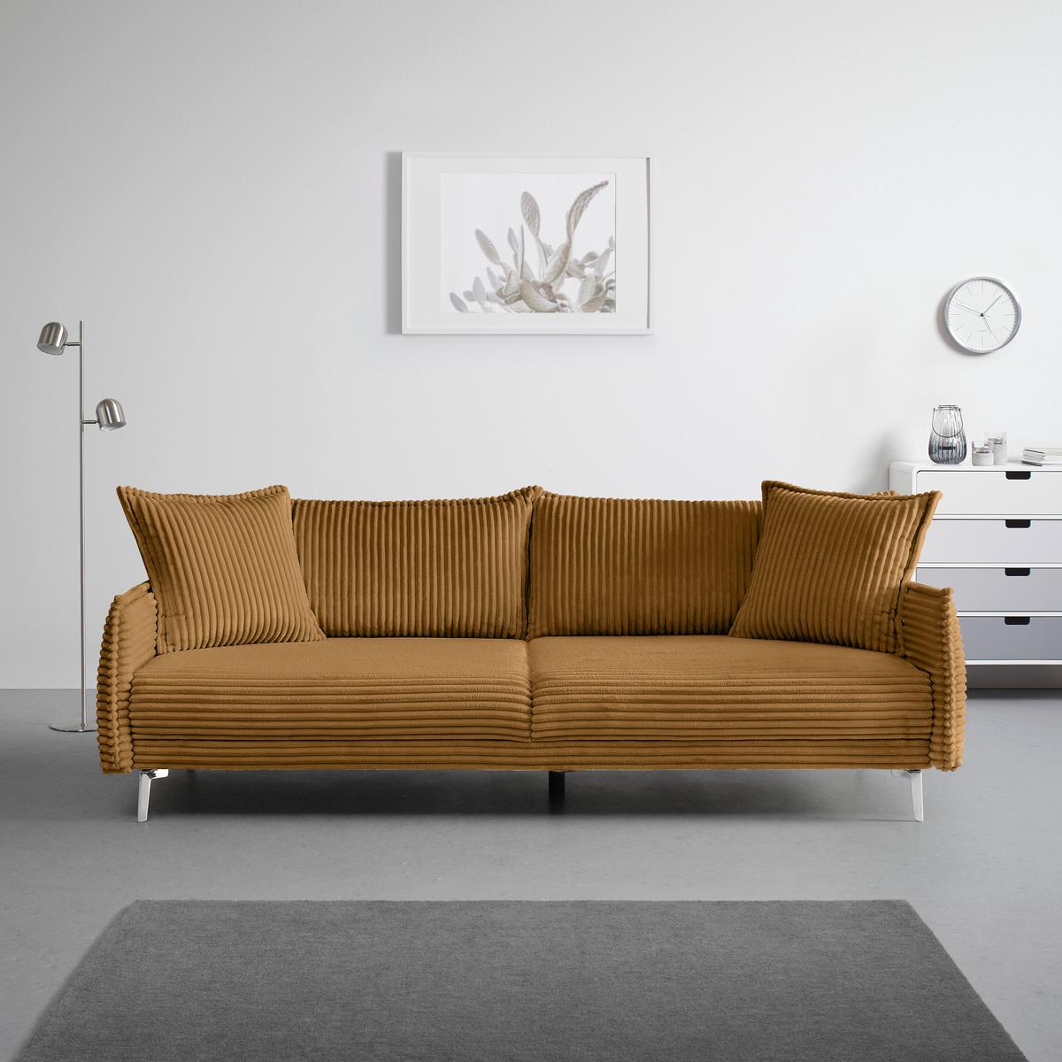 Bigsofa Kiss Senfgelb - Chromfarben/Senfgelb, MODERN, Holz/Metall (241/90/117cm) - Mömax