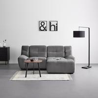 Wohnlandschaft Wega Grau Samt - Grau, MODERN, Textil/Metall (220/88/165cm) - Bessagi Home