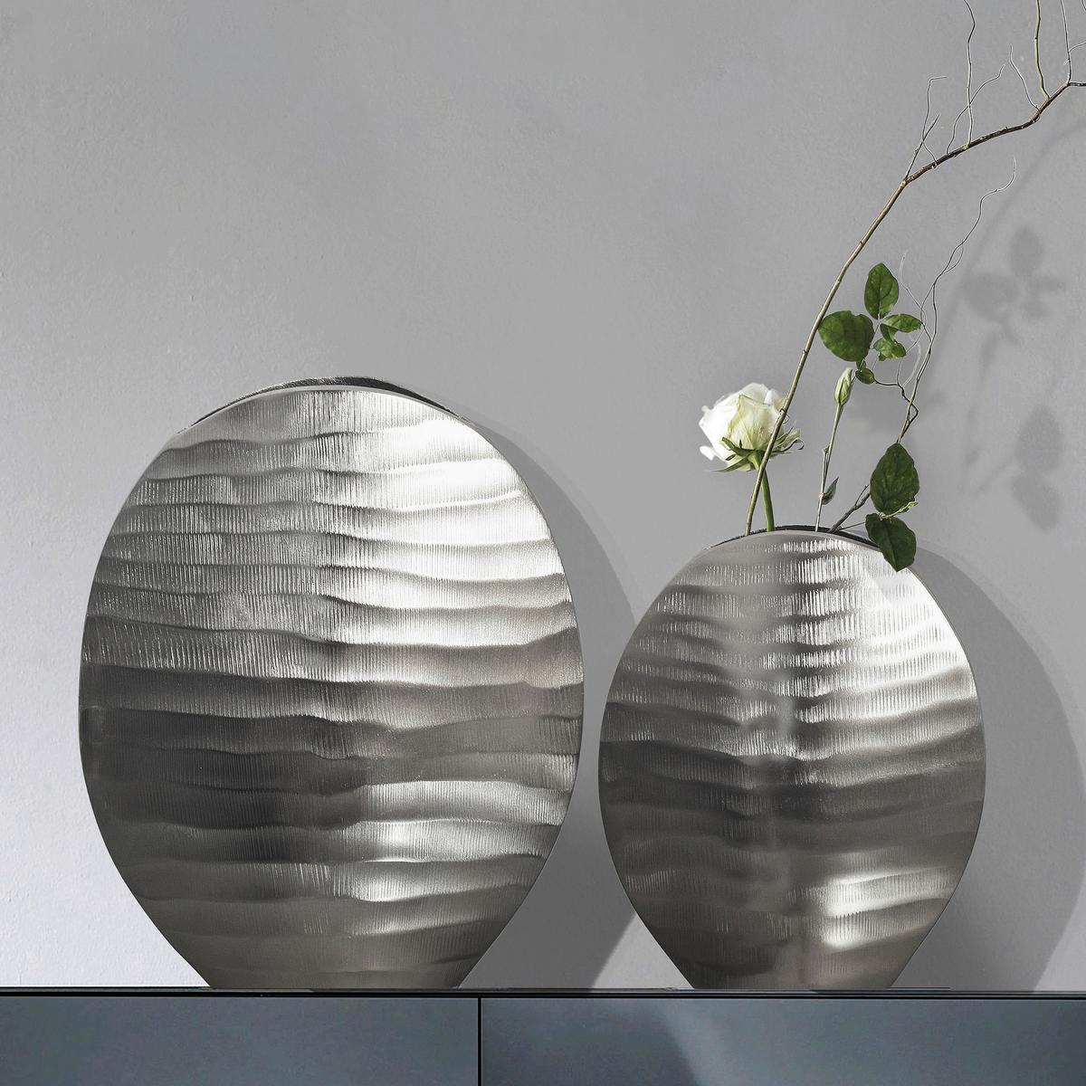 DEKOVASE Dekovase 2er Set Silber - Silberfarben, Design, Metall (26/30,5/14cm) - Livetastic