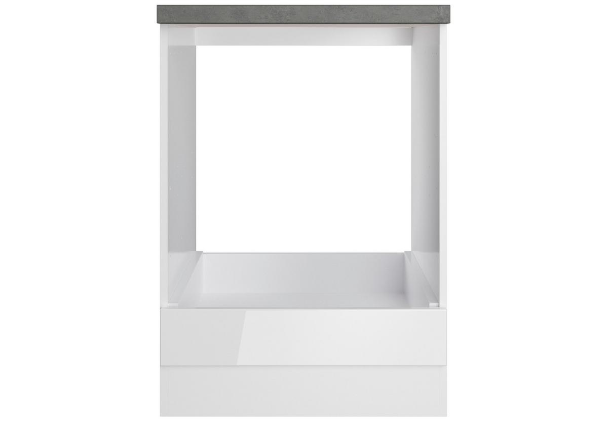 Herdumbauschrank Monza ca. 60x86 cm Weiß/Grau - Weiß Hochglanz/Weiß, LIFESTYLE, Holzwerkstoff (60/86/60cm) - Held