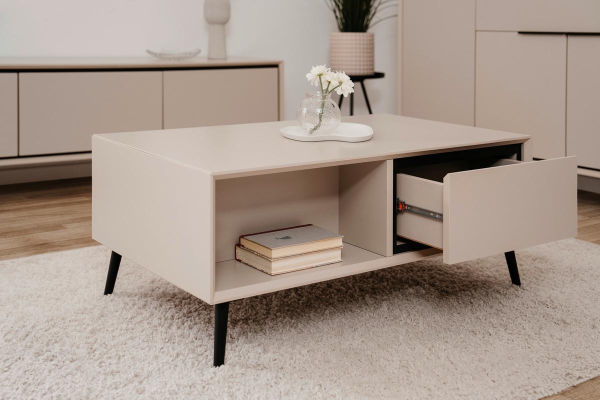 STOLIK KAWOWY ARONA - czarny/kolor piaskowy, Konventionell, materiał drewnopochodny/tworzywo sztuczne (94/40/50cm) - Livetastic