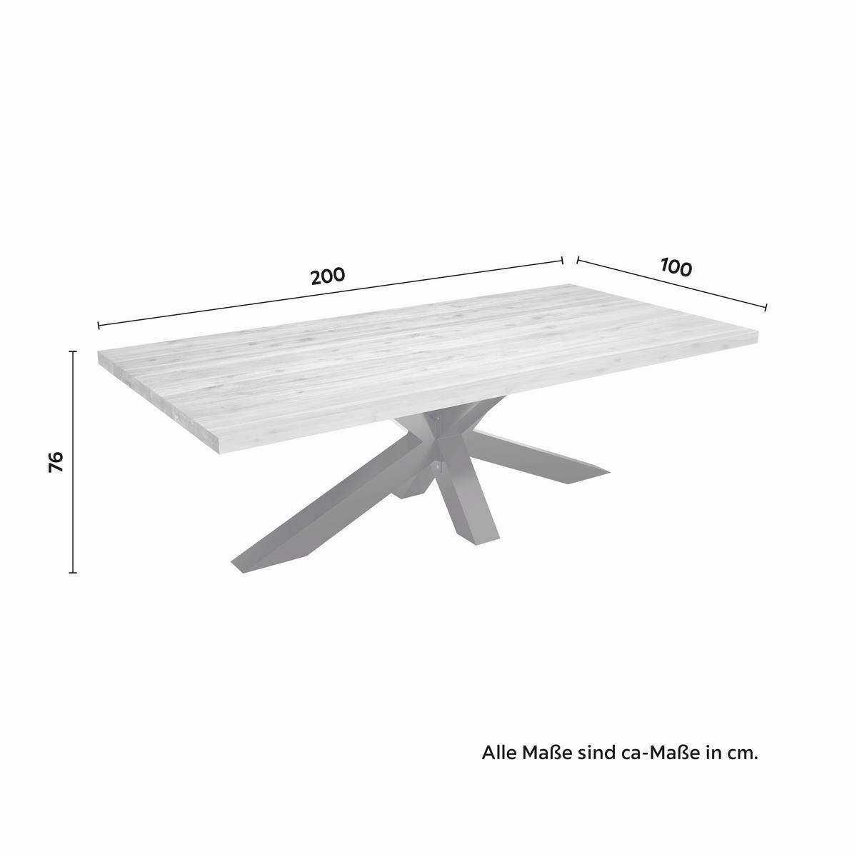 Gartentisch Alena in Akazie ca. 200x100x76cm - Schwarz/Akaziefarben, Natur, Holz/Metall (200/100/76cm) - Mömax