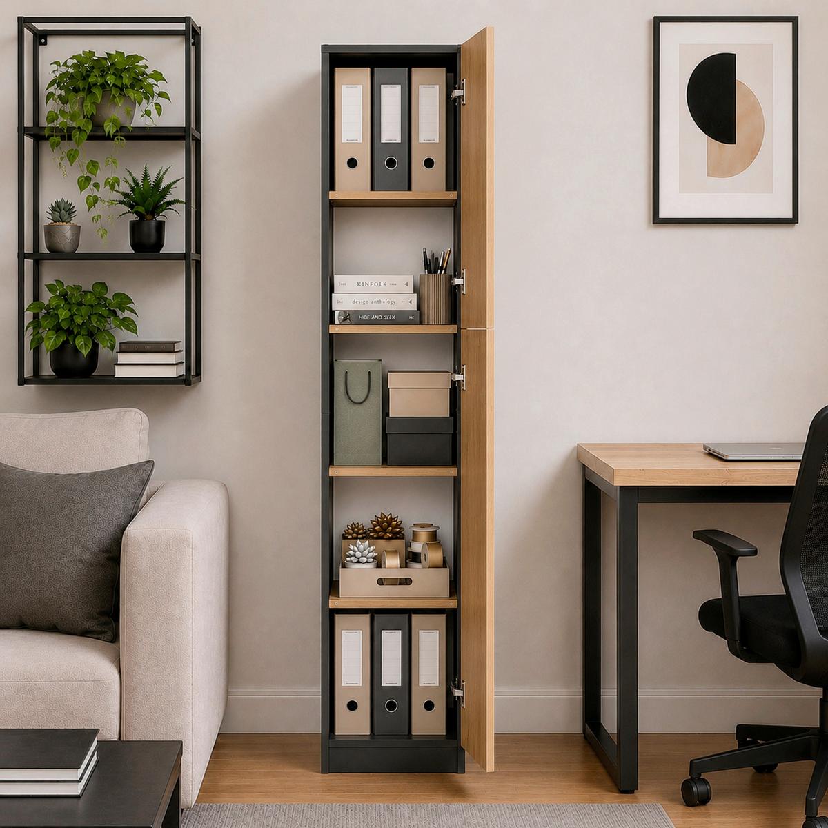 Aktenschrank Dilos L - Honigeiche/Anthrazit, Modern, Holzwerkstoff (38/183/32cm) - MID.YOU