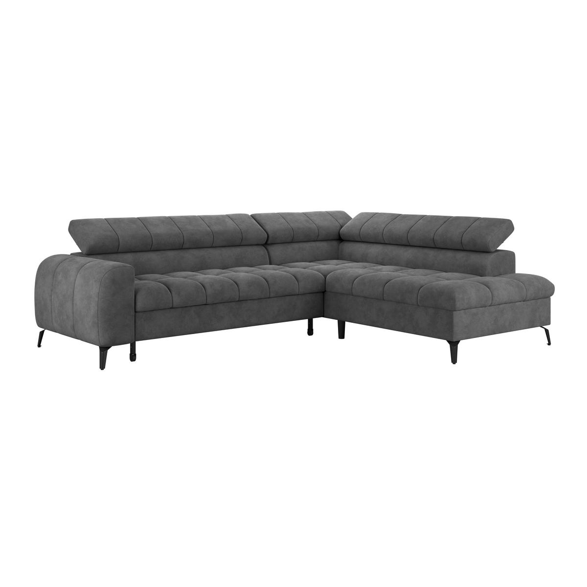 Kutna Garnitura Volf - tamno siva/crna, Trend, tekstil/metal (261/203cm)