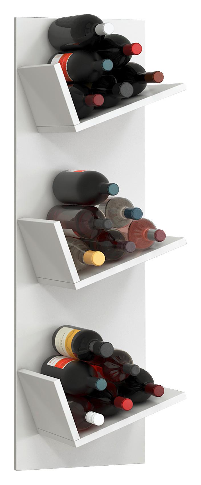 Weinregal VINOSI Weiß ca. 33x106x25,6 cm - Weiß, Basics, Holzwerkstoff (33/106,5/25,6cm) - MID.YOU