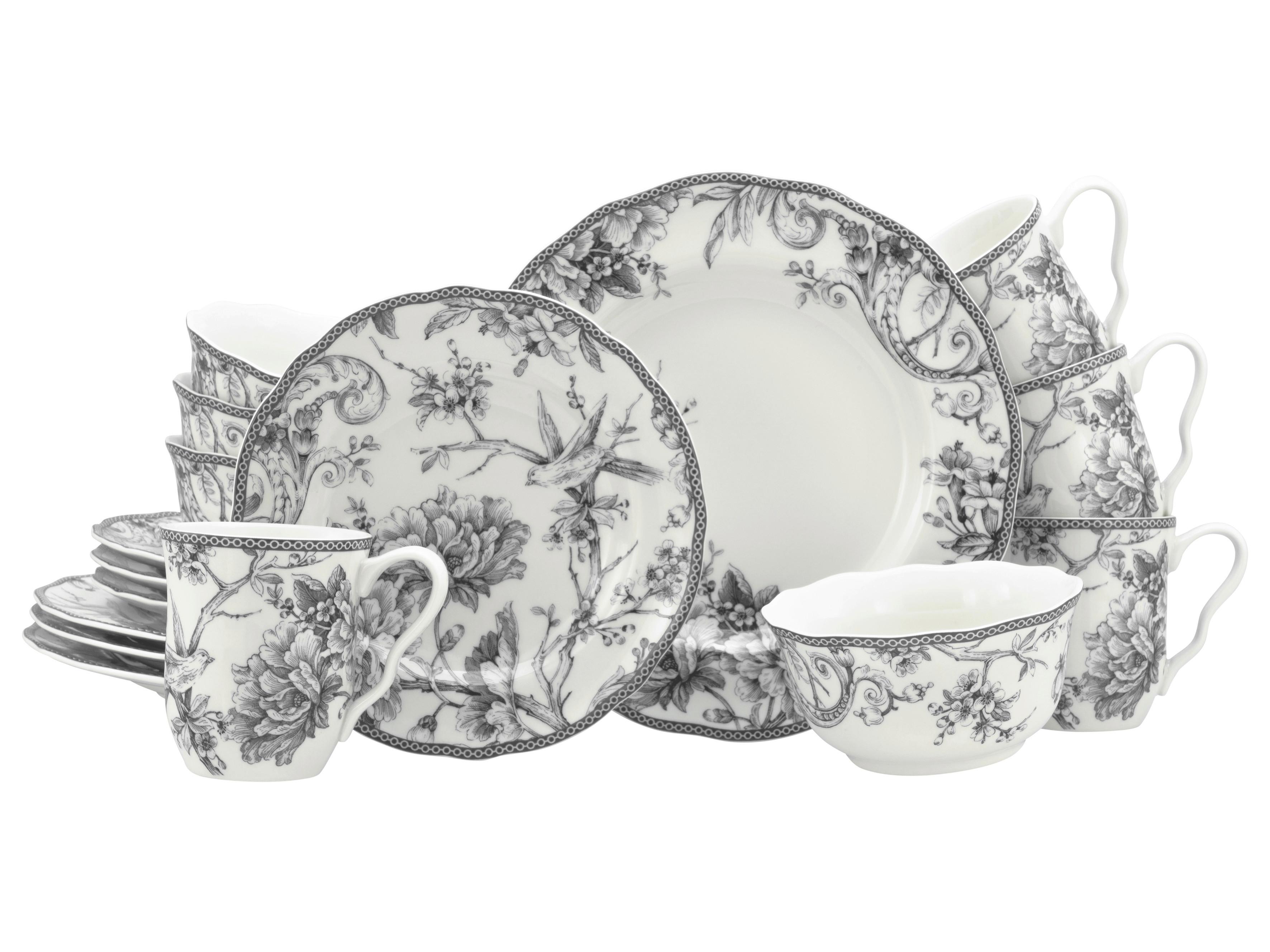 Serviciu de masă Adelaide 16/1 - alb/gri, Basics, ceramică - Creatable