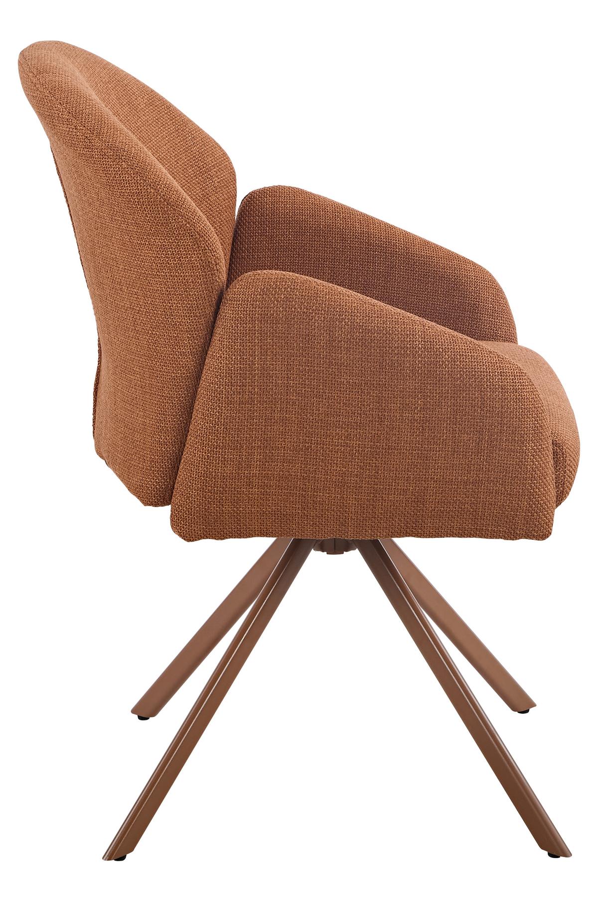 ARMLEHNSTUHL-SET HOLLY S 2ER-SET - Rotbraun, MODERN, Textil/Metall (56,5/84/61cm) - MID.YOU