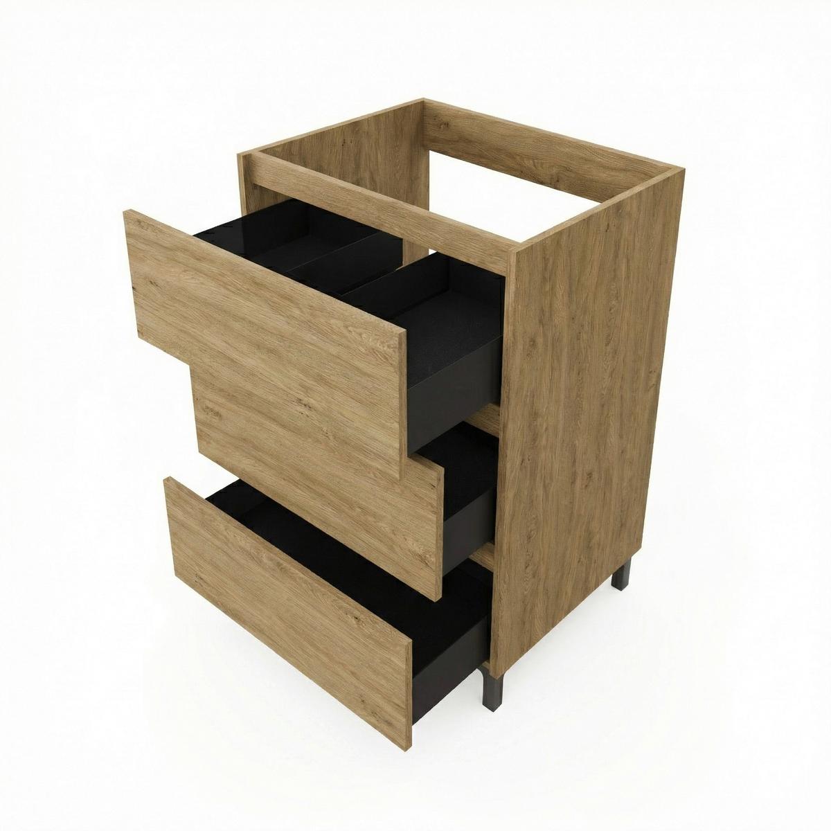 Element Ispod Umivaonika Lisbona - boje kroma/divlji hrast, Basics, drvni materijal/plastika (60/74/46cm)